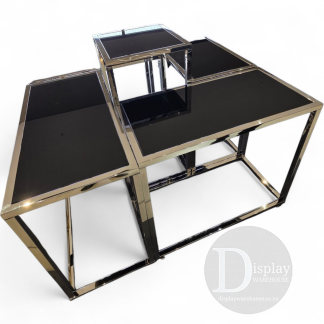 Square Black Glass Display Tables